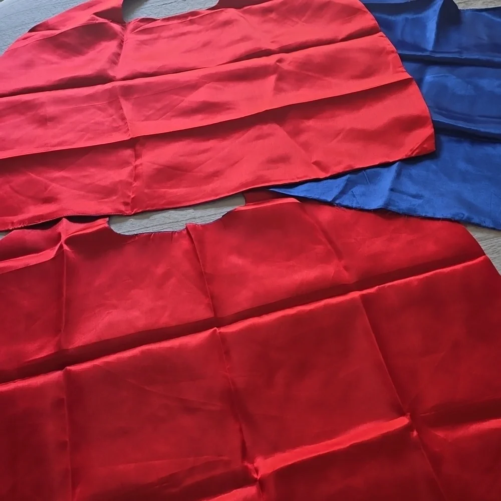 Set of Three (3) Superhero Kids Cape and Masks - Blue & Red - Unisex